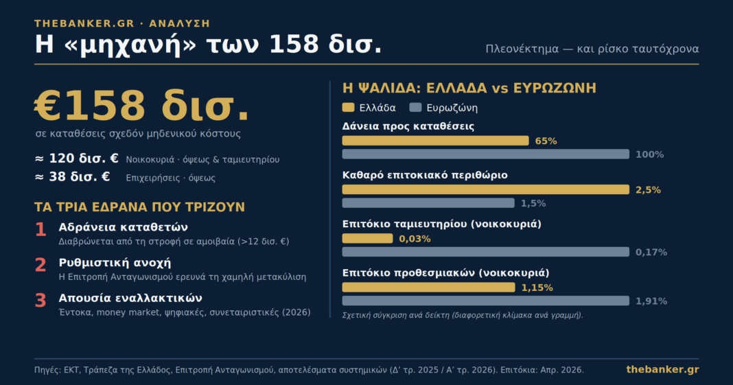 Η «μηχανή» των 158 δισ.: Γιατί το μεγαλύτερο πλεονέκτημα των ελληνικών τραπεζών είναι ταυτόχρονα και το πιο εκτεθειμένο thebanker 158dis featured 1200x630