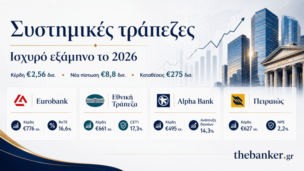 Συστημικές τράπεζες: Κέρδη €2,56 δισ. και νέα πίστωση €8,8 δισ. στο εξάμηνο banker